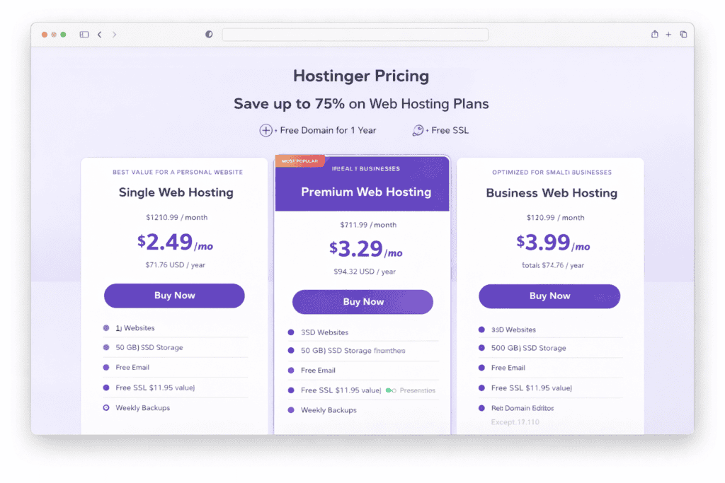 hostinger review pricing