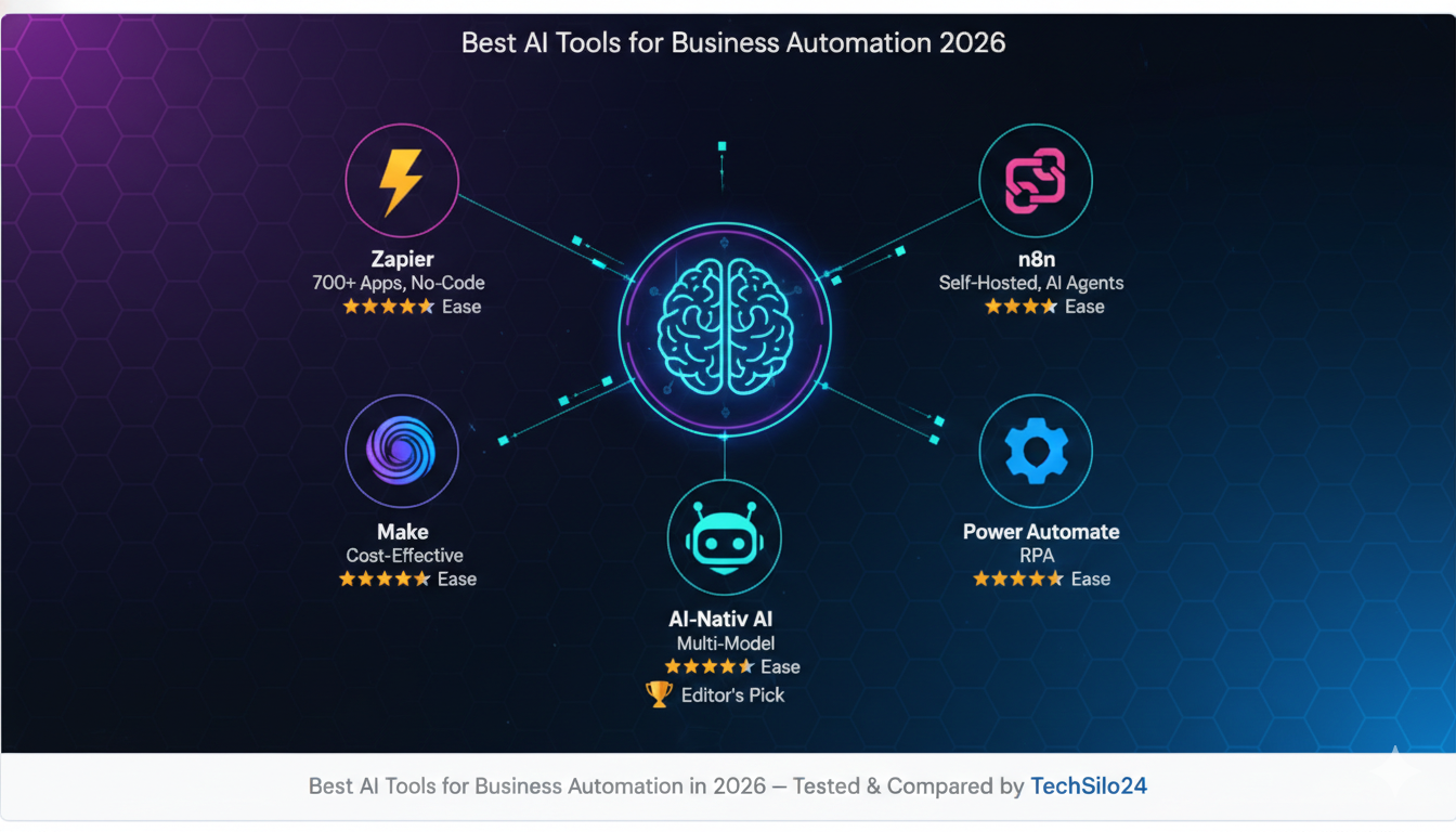 best AI tools for business automation workflow diagram 2026