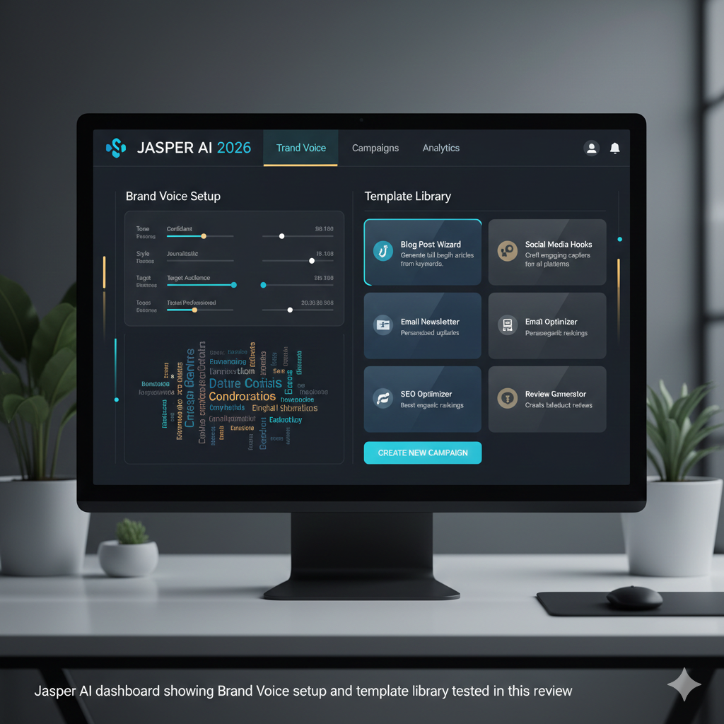 Jasper AI review 2026 dashboard interface